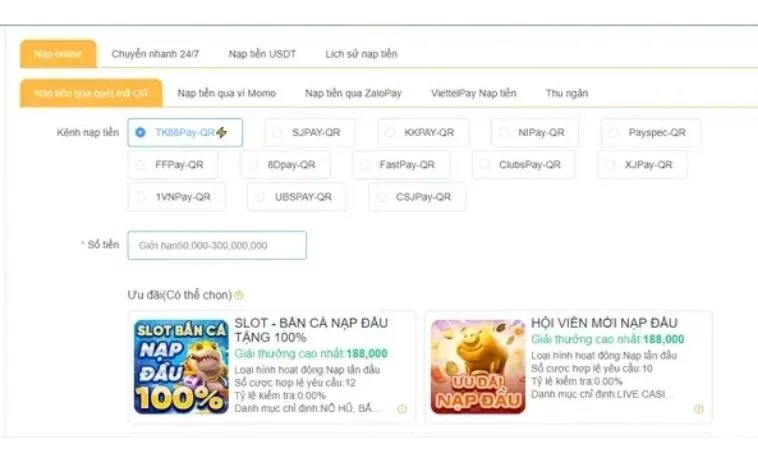 Cập Nhật Nạp Tiền Zik88: Hướng Dẫn Chi Tiết Mới Nhất Năm 2025 2 Giao diện nạp tiền Zik88